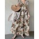 Plant Print Sleeveless Ruffle V Neck Cotton Maxi Dress Plant Print Sleeveless Ruffle V Neck Cotton Maxi Dress