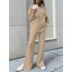 Women Turtleneck Solid Color Ankle Length Zipper Elastic Waist Two Piece Sets Women Turtleneck Solid Color Ankle Length Zipper Elastic Waist Two Piece Sets