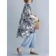 Plant Print Split V Neck High Low Hem Cotton Casual Blouse Plant Print Split V Neck High Low Hem Cotton Casual Blouse