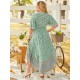 Plus Size V neck Tribal Button Design Short Sleeves Maxi Dress Plus Size V neck Tribal Button Design Short Sleeves Maxi Dress