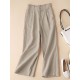 Solid Elastic Waist Pocket Button Wide Leg Pants Solid Elastic Waist Pocket Button Wide Leg Pants