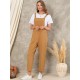 Solid Pocket Sleeveless Button Casual Jumpsuit For Women Solid Pocket Sleeveless Button Casual Jumpsuit For Women