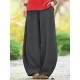 Solid Pocket Elastic Waist Cotton Casual Pants Solid Pocket Elastic Waist Cotton Casual Pants