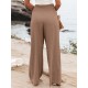 Leisure Solid Shirring Pocket Wide Leg Cotton Pants Leisure Solid Shirring Pocket Wide Leg Cotton Pants