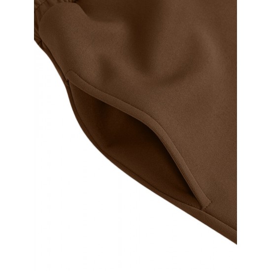 Women Turtleneck Solid Color Ankle Length Zipper Elastic Waist Two Piece Sets Women Turtleneck Solid Color Ankle Length Zipper Elastic Waist Two Piece Sets