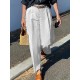 Women Zipper Pleated Commute Button Side Pocket Solid Casual Pants Women Zipper Pleated Commute Button Side Pocket Solid Casual Pants