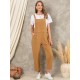 Solid Pocket Sleeveless Button Casual Jumpsuit For Women Solid Pocket Sleeveless Button Casual Jumpsuit For Women